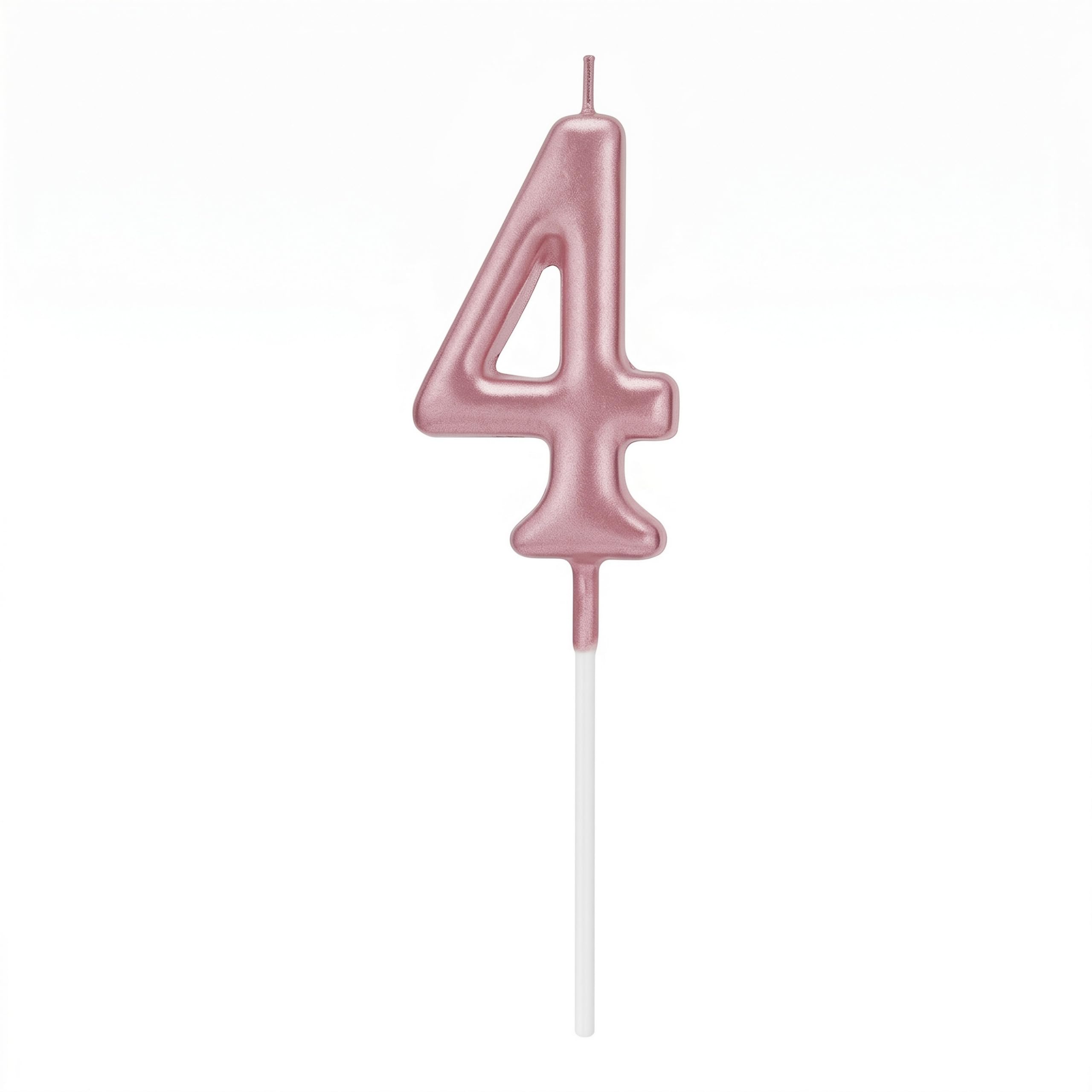 Shatchi Pink Birthday Number 4 Candle Cake Topper Decorations For 10Th 20Th 30Th 40Th 50Th Birthday Anniversary Party Supplies Metallic Number Candle Celebration Cake Décor