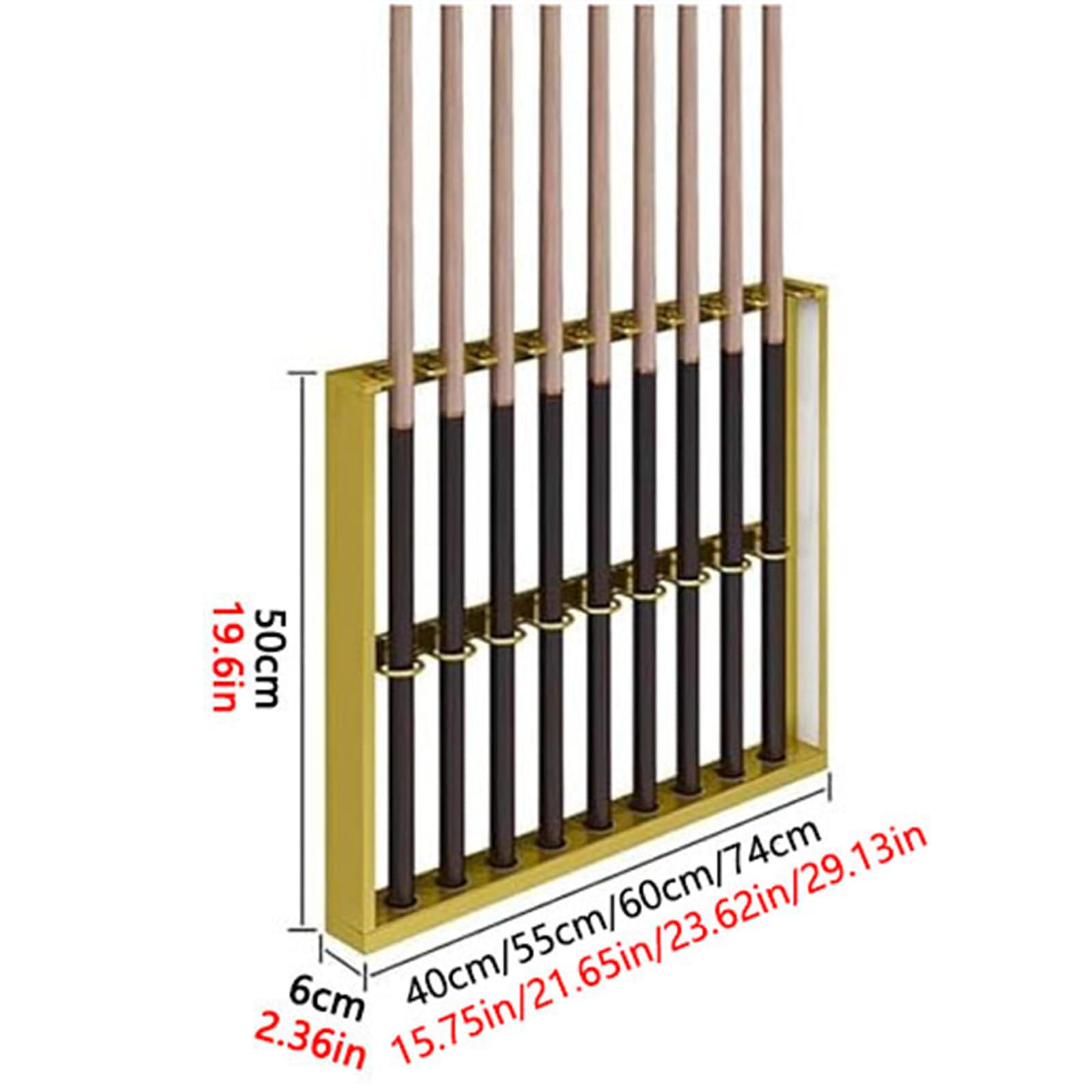 Metalowy uchwyt ścienny na kije basenowe, stojak na 8 gniazd z dwuwarstwowym gniazdem na karty U-Sd, akcesoria bilardowe do Cue Sto, idealny do użytku domowego i klubowego (55 cm)