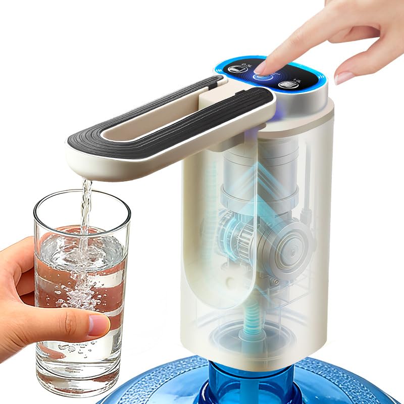 KaiPine Foldable water bottle pump Automatic water dispenser with Tap 3 Dispensing Modes Portable USB Rechargeable water pump for Home Office & Camping