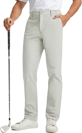 Rouen Golf Pants Men 8 Pockets Water Resistant Flat Front - 30"/32"/34" Chino Dress Pants Lightweight Stretch Casual Trousers