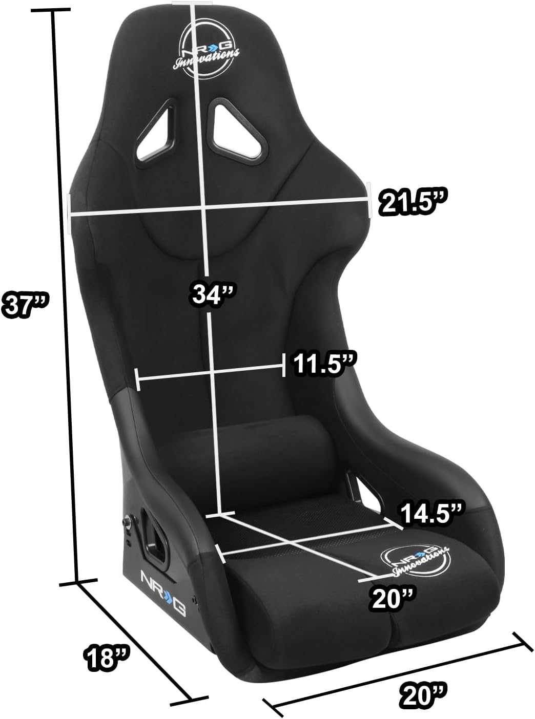 NRG Innovations NRG-FRP-RS400C FIA Competition Seat with Competition Fabric, FIA Homologated with Carbon Back Finish