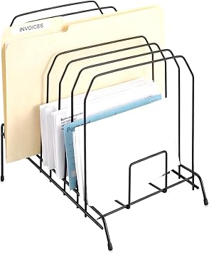 Staples Metal Incline Desktop File Organizer, 8-Compartment, Black