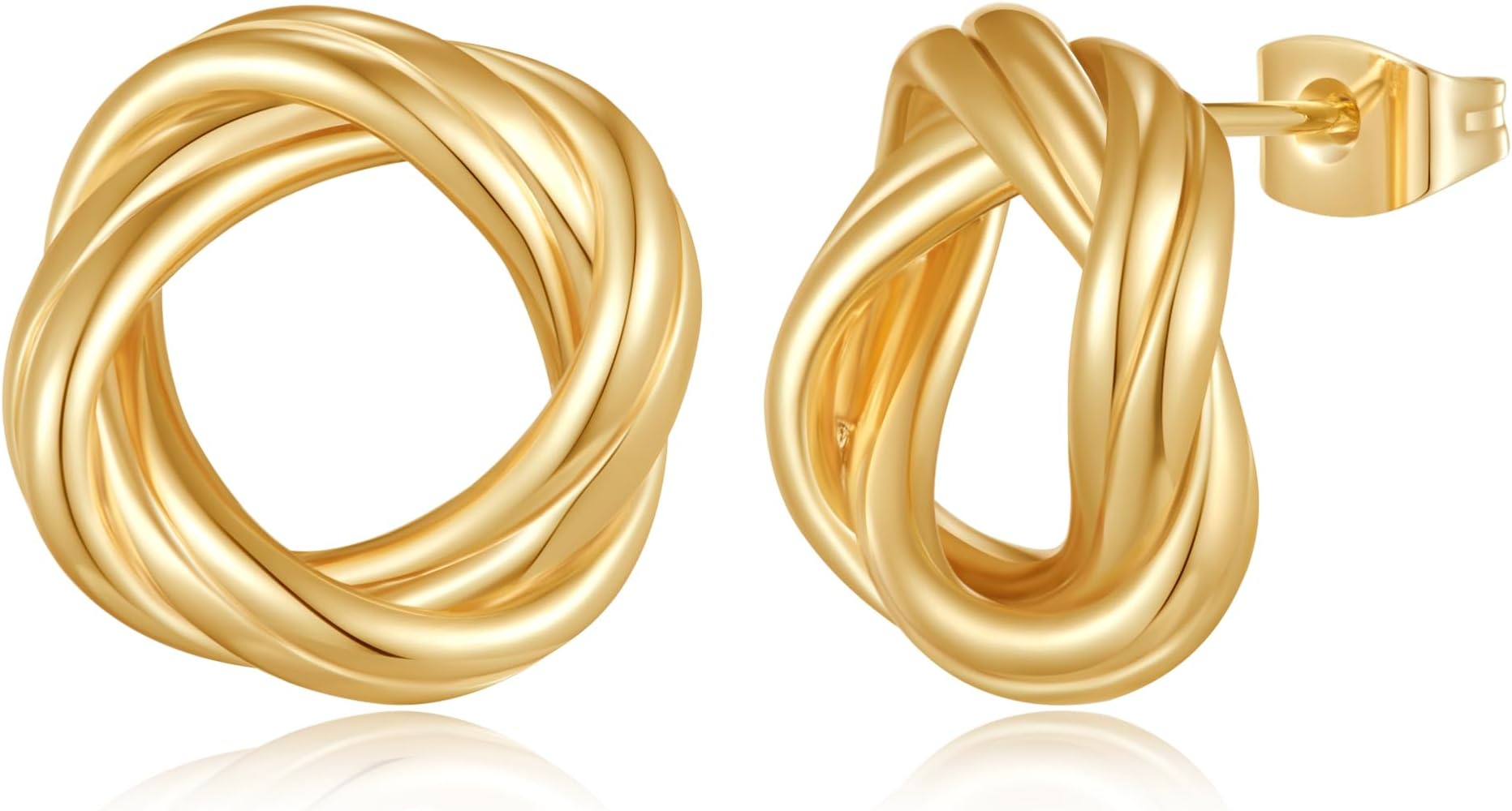 Small Gold Hoop Earrings for Women, Chunky Gold Earrings 14k Gold Plated Twisted Rope Small Gold Hoop Earrings Hypoallergenic Thick Gold Hoop Earrings for Women Trendy Gold Earrings Jewelry for Women