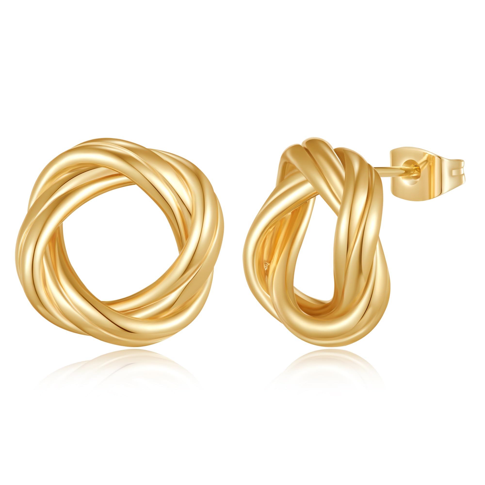 Small Gold Hoop Earrings for Women, Chunky Gold Earrings 14k Gold Plated Twisted Rope Small Gold Hoop Earrings Hypoallergenic Thick Gold Hoop Earrings for Women Trendy Gold Earrings Jewelry for Women