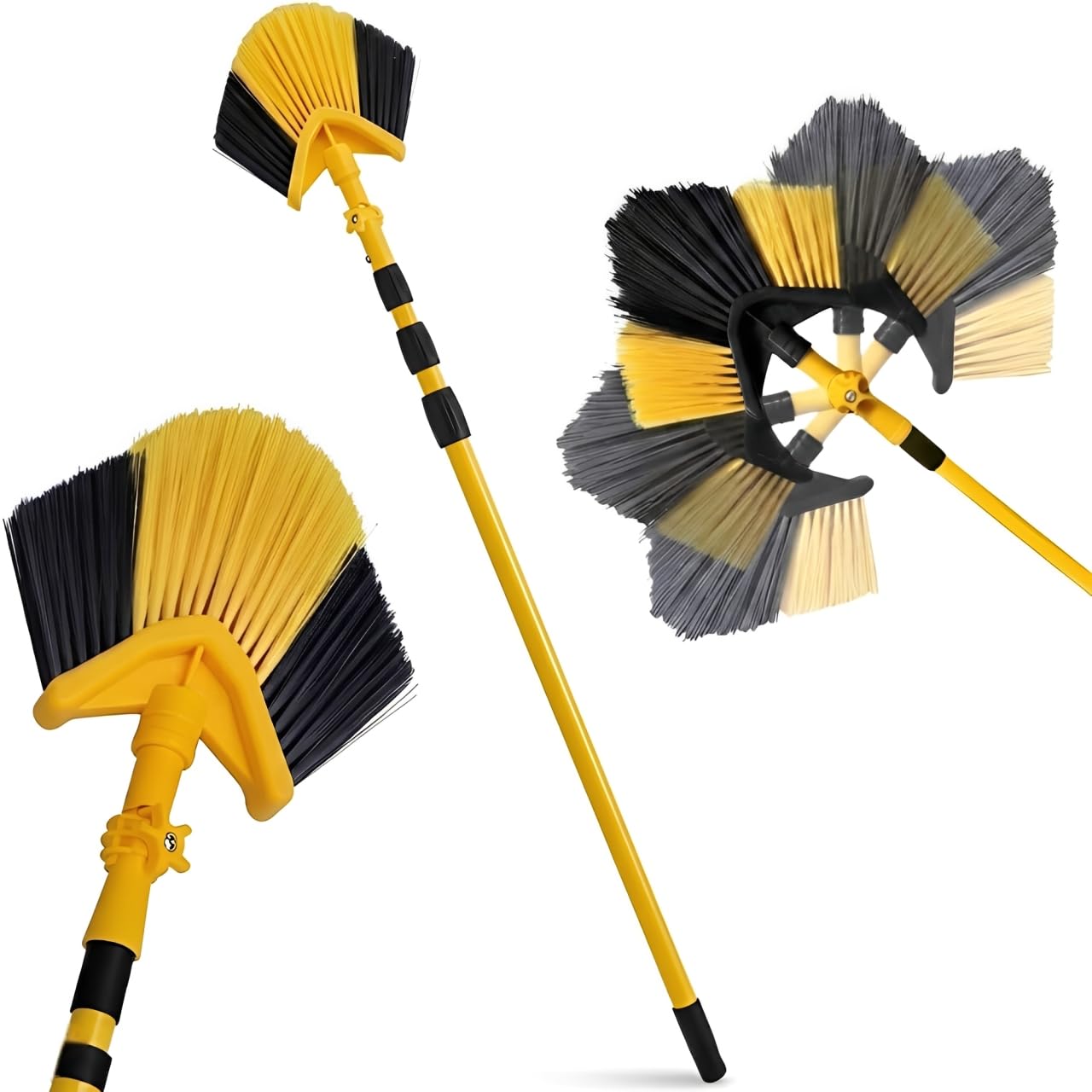 Cobweb Brush Duster Cleaner Extendable Feather with 3M Telescopic Pole Angled Head for Dust Ceiling and Indoor Long Reach Corner Cleaning