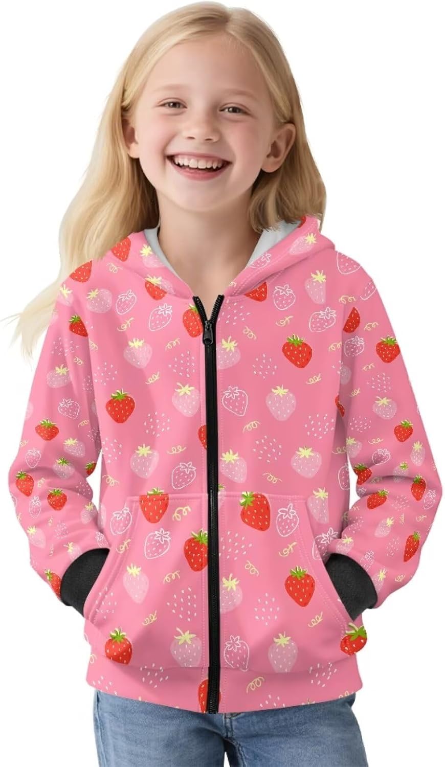 Bulopur Hoodie for Girls Full Zip Casual Sweatshirt with Pockets Long Sleeve Hoodie Warm Thick Fall Winter Clothes
