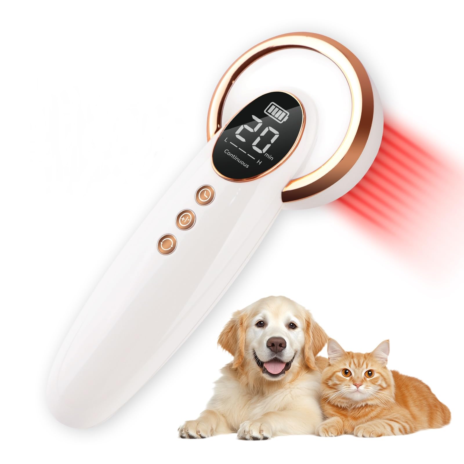 Red Light ColdLaser Therapy Device for Dogs, Handheld Infrared Light Therapy Device with Portable Suitcase, Clearly LED Display & Continuous/Pulse