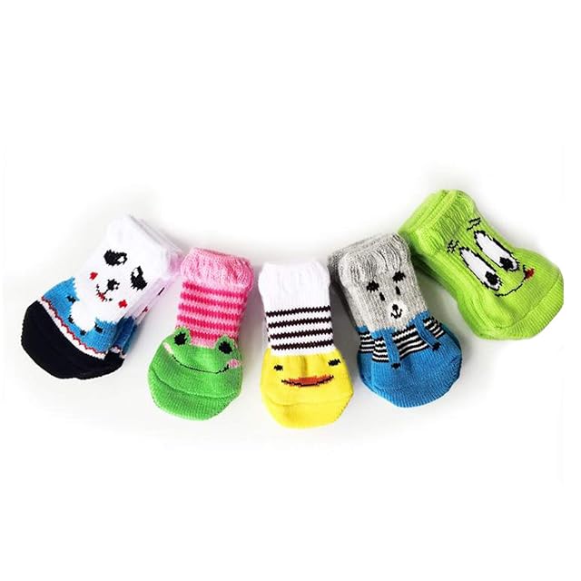 Foto 7 de 8 de 4 bonitos calcetines antideslizantes para mascotas, gatos, cachorros, perros, protectores de patas, M conejo