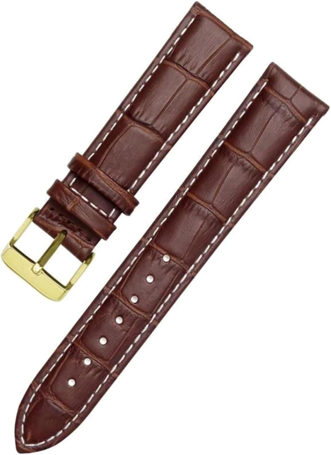 Correa de reloj de cuero de 15mm color marrón con cierre metálico elegante 8
