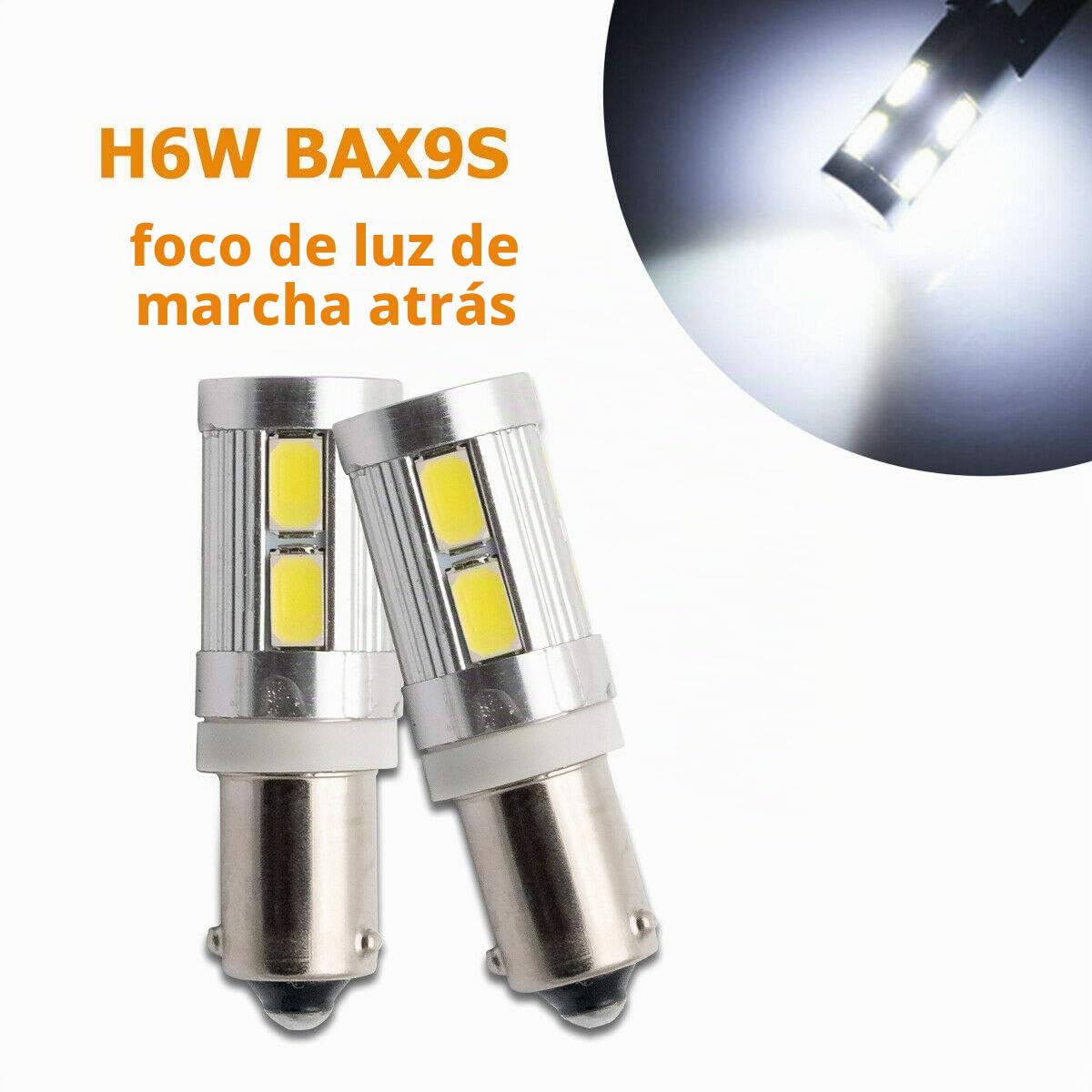 Riloer Luces de Circulación Diurna H6W BAX9S, 2 Bombillas Laterales LED de 12 V/Indicador de Estacionamiento de Vehículos, Luz Blanca