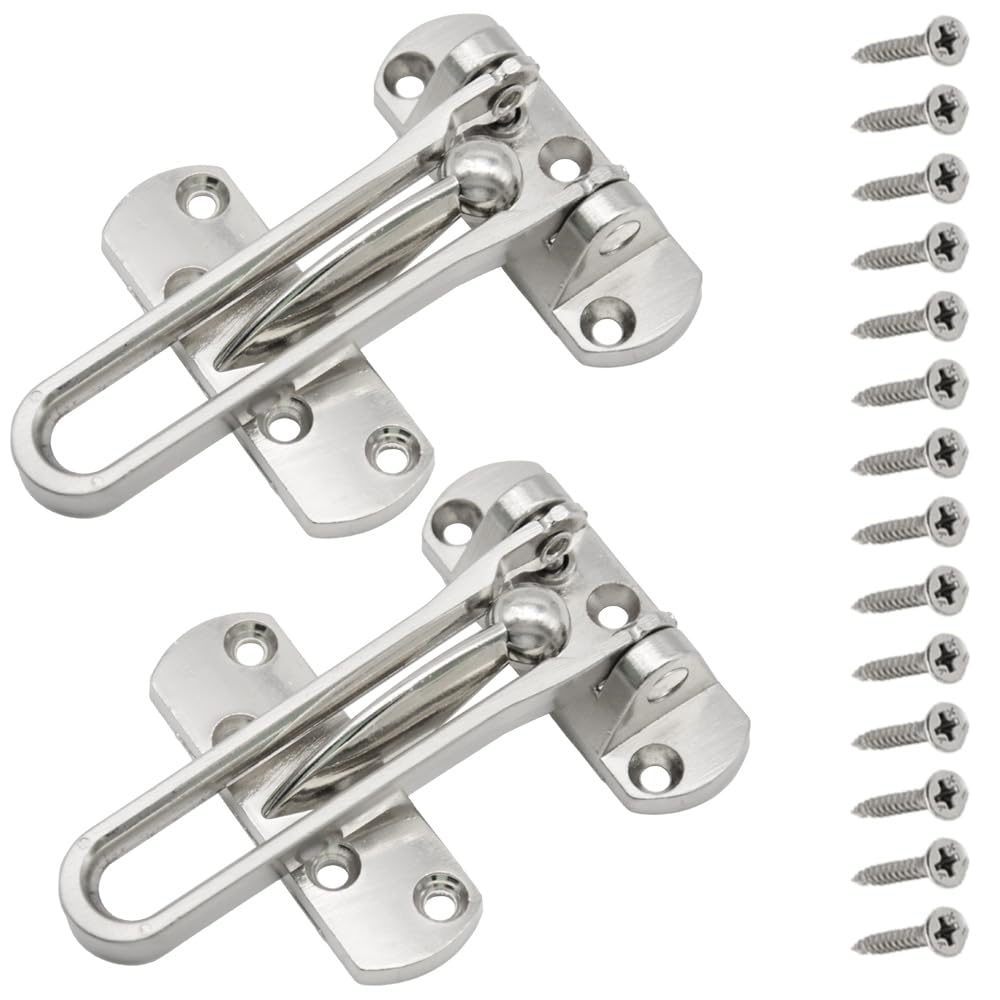 Ruidee Silver 2Pcs Swing Bar Lock Front Door Locks Alloy Automatic Security Door Chain Restrictors Reinforcement Lock Latch Guard Clasp Flip Lock For Home Hotel (Yg-Ms/Silver)