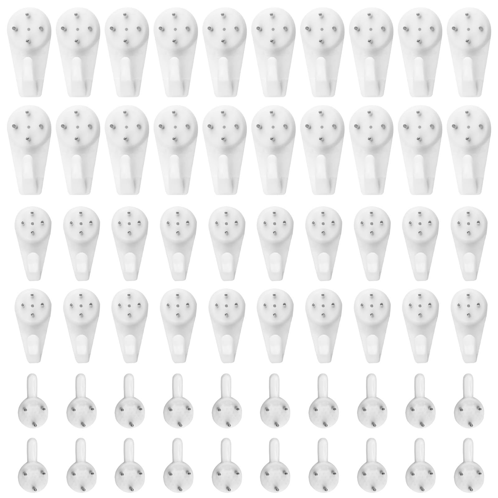 Gvolatee 60 Piezas Colgar Cuadros sin Agujeros, Cuelga Cuadros sin Taladro Ganchos, Clavos pared Invisibles, Colgador pared sin Taladrar, Gancho Colgadores para Colgar Foto, Relojes o Espejos,3 Tipos