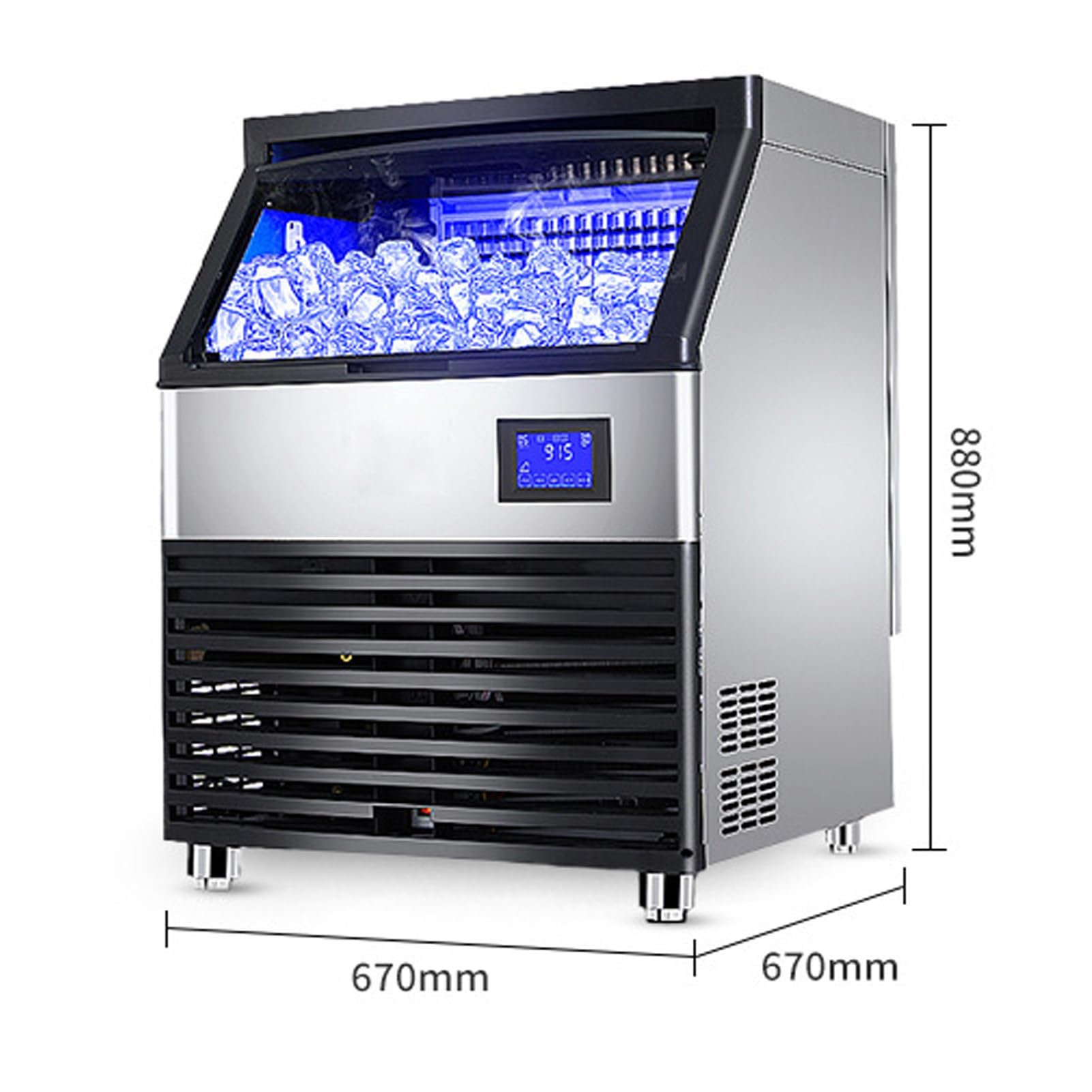 Kommerzielle Eismaschine, 308LBS/24H Unterbau Eismaschine Mit Großer Eiskübel, 126 Eiswürfel/Zyklus, Selbstreinigende, Freistehende Eismaschine Für Bar, Coffeeshop Inklusive Schaufel (Color :