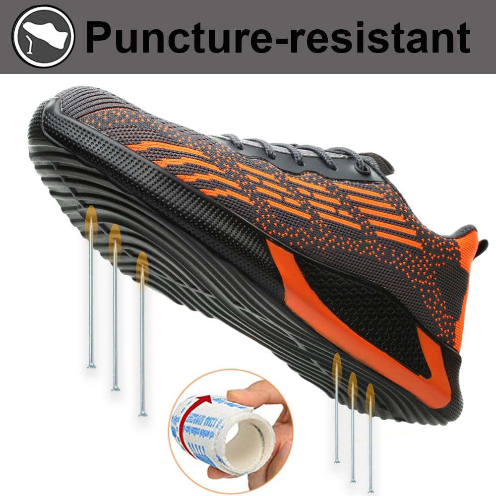Scarpe Antinfortunistiche Scarpe da Lavoro Uomo Donna Scarpe Protettive Traspiranti Antiscivolo con Puntale in Acciaio per Unisex 36-46