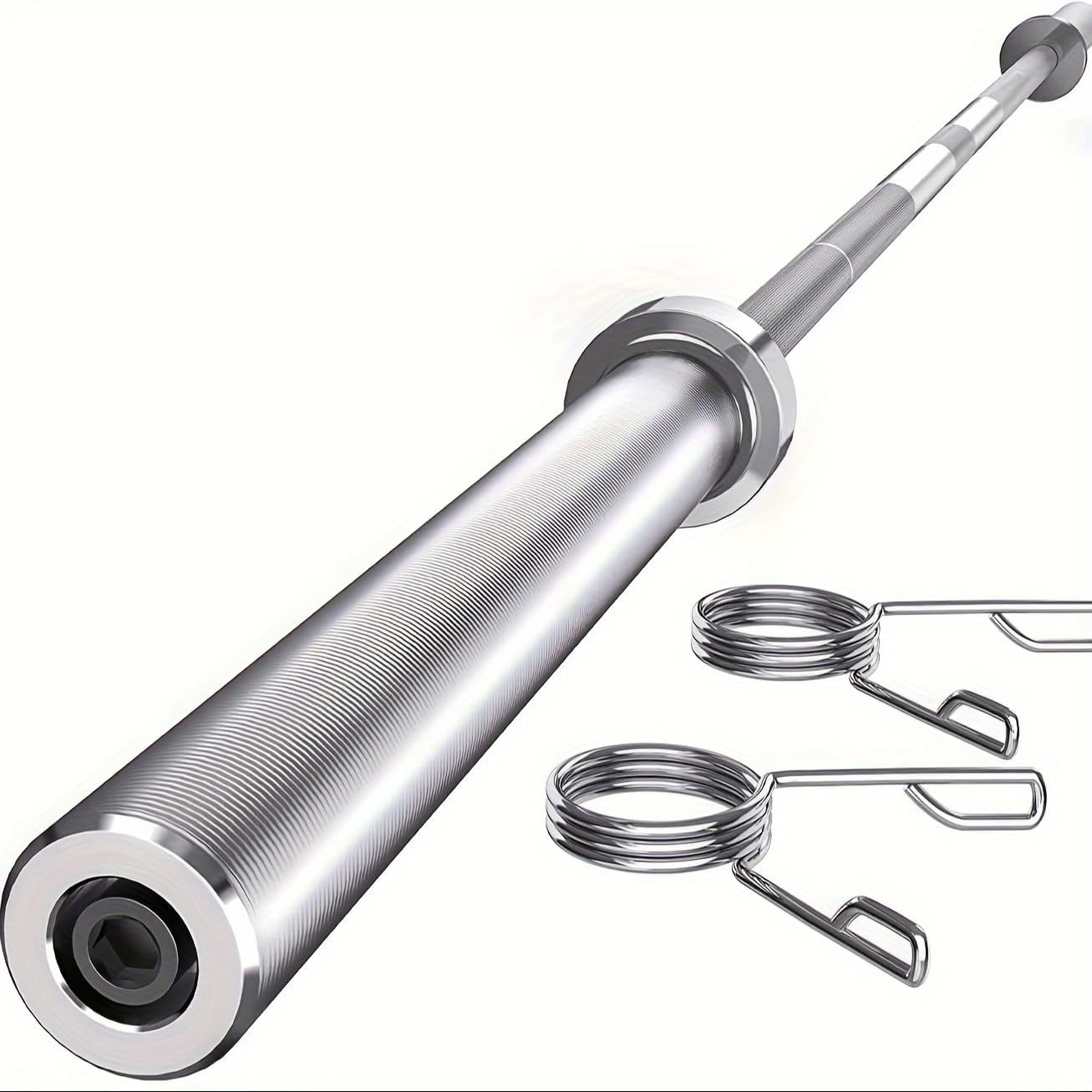 7ft Olympic Barbell for Strength and Weightlifting Training - 2 Inch Diameter Olympic Bar for Squat, Deadlift, Curl, Bench Press, Overhead Press - 700lbs Capacity with 2 Collars, Chrome