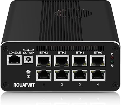 Micro Firewall Mini PC Pentium 8505, DDR5 8GB RAM 128GB SSD Router Appliance Computer, 8 x 2.5Gbe i226-V Lan, CONSOLE COM, Type-C, TF