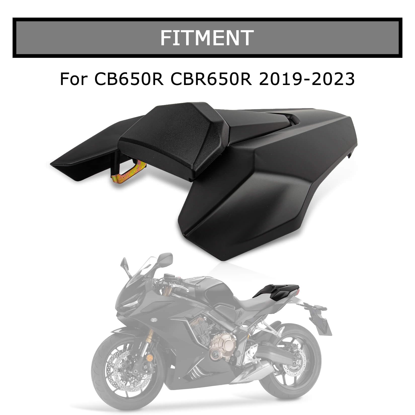 Cubierta del Asiento Trasero Carenado de Capó para CB650R CBR650R 2018 2019 2020 2021 2022 2023 PSLER Protección Trasera Partes de Motocicleta(Negro Mate)