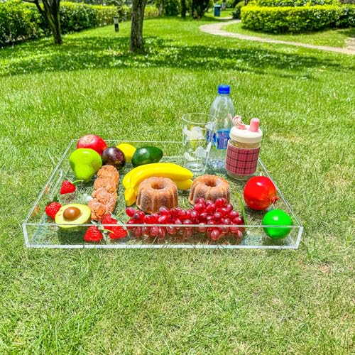 Clear-Rectangular-14x20-Inches-Acrylic-Ottoman-Tray-Decorative-Serving-Tray-with-Cutout-Handles-Organizer-Tray-on-Coffee-Table-Countertop-Big-Breakfast-Bed-Tray-Living-Room-Appetizer-Serving-Food
