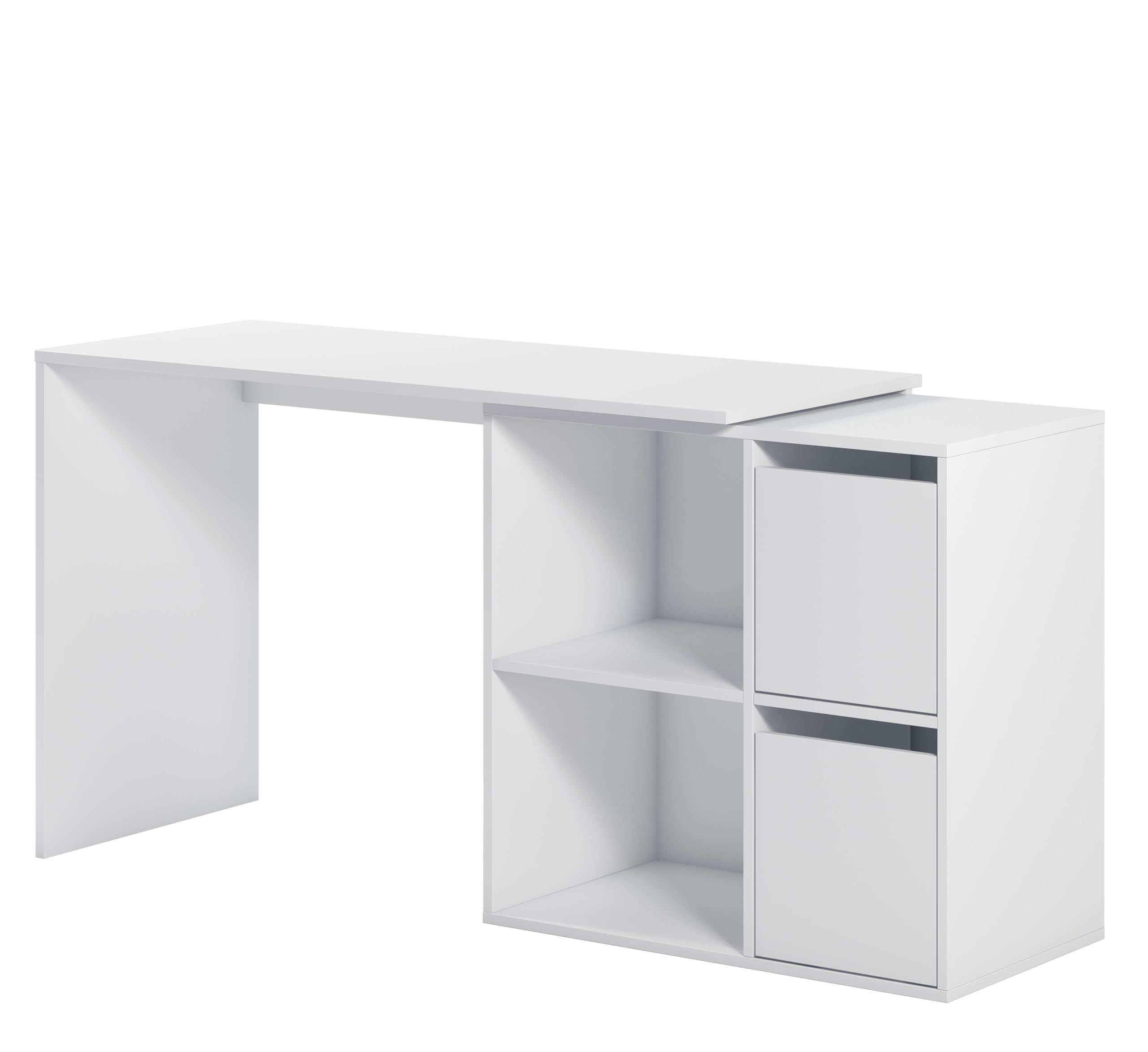 Arreditaly Scrivania Multiposizione Angolare O Dritta Reversibile Con 4 Ripiani Chiusi Vani A Giorno Ufficio Studio Casa Gaming Design Moderno Minimal 152 x 49 x 74 Cm Bianco