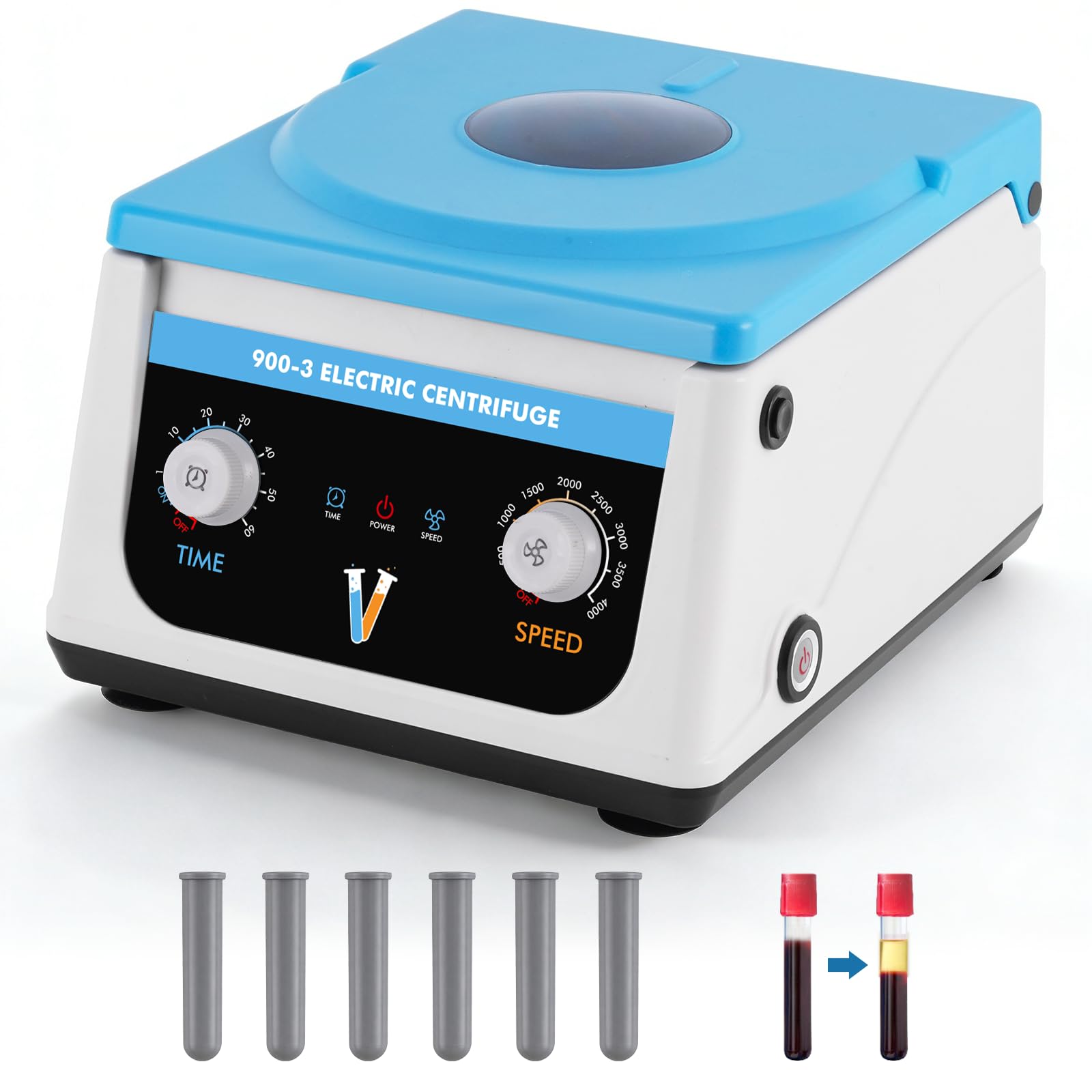 YUCHENGTECH Centrifuga da Laboratorio da Tavolo Bassa Velocità 4000 RPM 6 x15ml Timer 0-60 min 1878xg per Provette 5/7/10ml 23 x 31x 21cm 3.5kg
