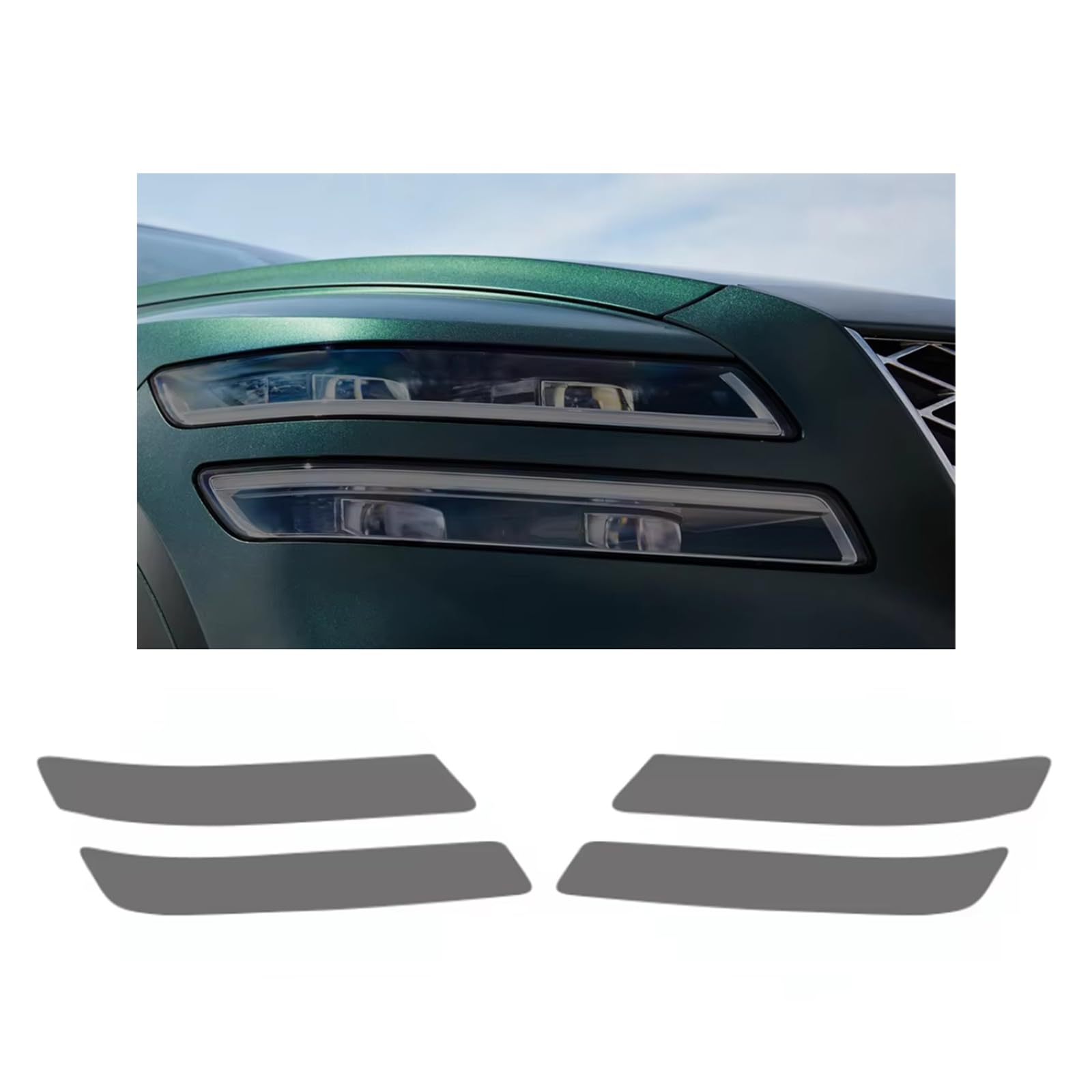 Headlight Film for Genesis GV80 2021-2024, 1Set Transparent/Smoke Black Car Headlight TPU Protective Film