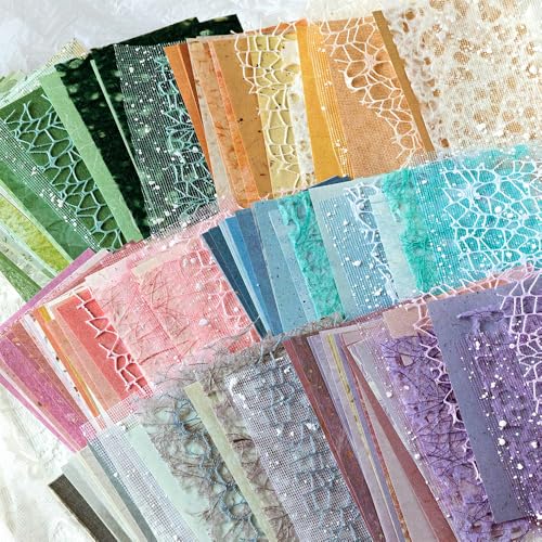 156 hojas hechas a mano para álbumes de recortes, papel texturizado, paquete de 6 unidades, mixto, decorativo, vintage, papel de malla, papel especial de morera, para álbum de fotos, viñetas,