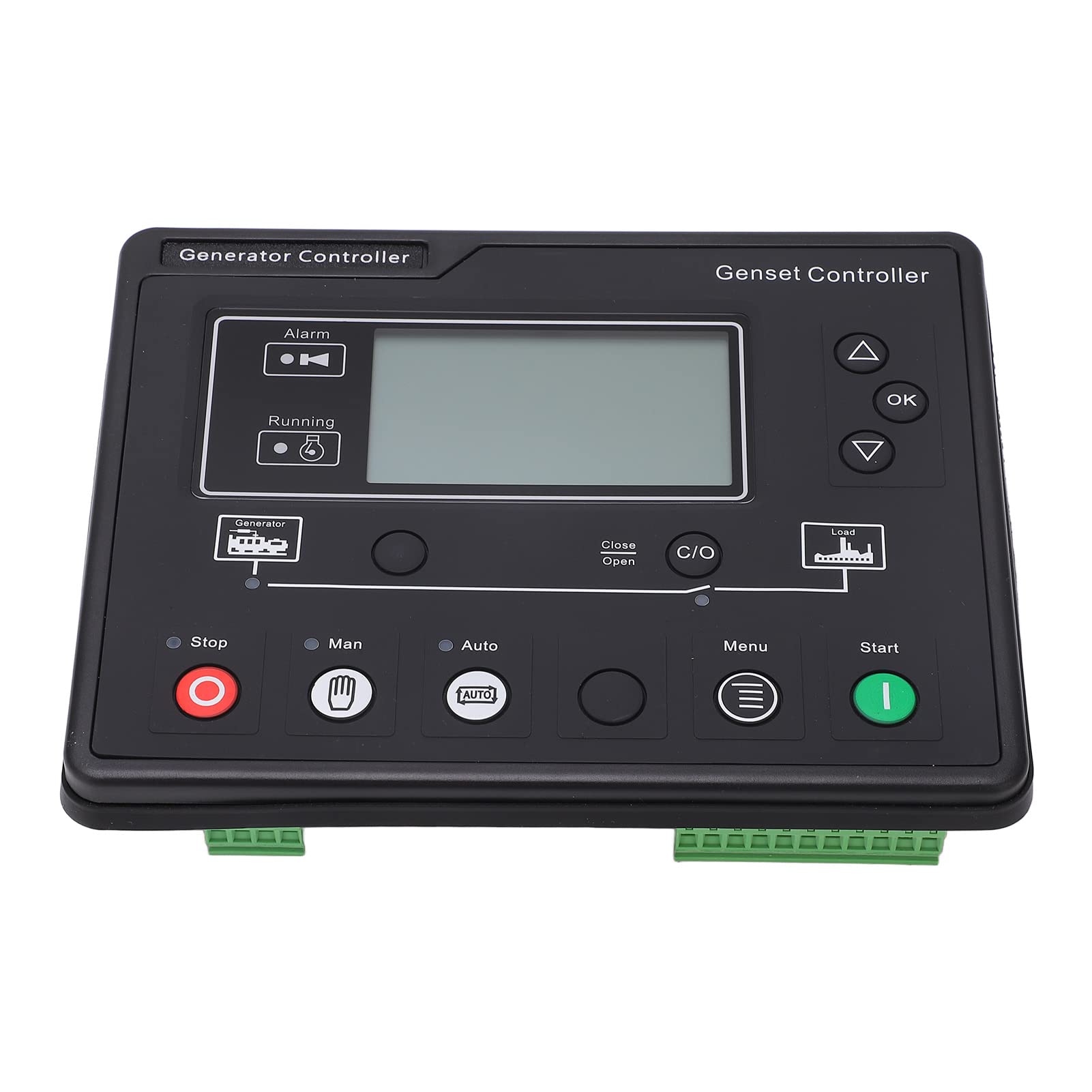 Controlador de Generador Diésel Pantalla LCD Controlador de Grupo Electrógeno Botón Táctil ABS 8 a 35V 132x64 Módulo de Inicio Automático para Sistemas de Energía Trifásicos y Monofásicos