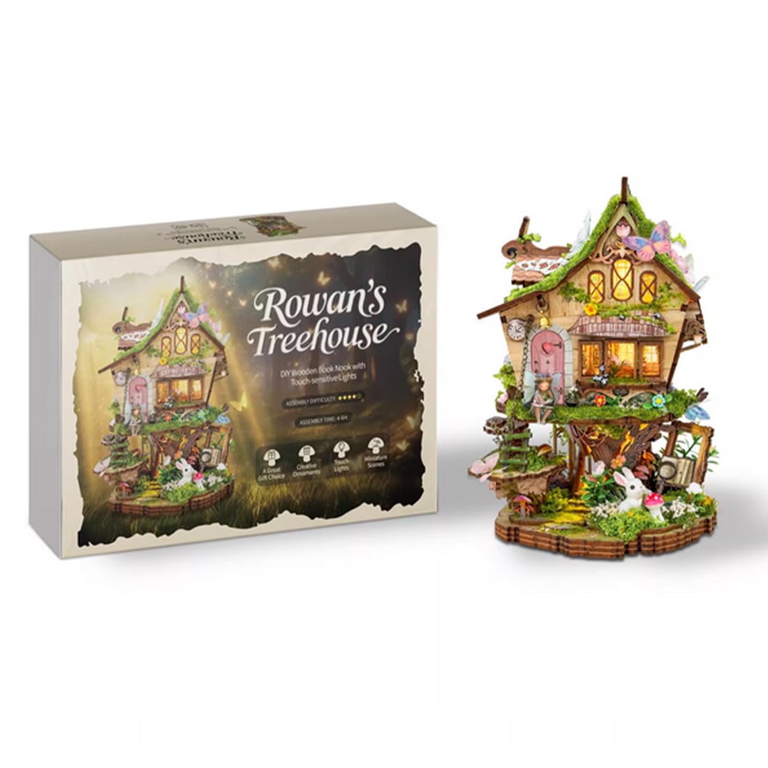 Drewniane puzzle 3D dla dorosłych do budowania, podświetlany domek na drzewie, drewniany książeczka, miniaturowy dom, DIY, zestaw modeli montażowych, kreatywna dekoracja domu i biura, prezent (137+
