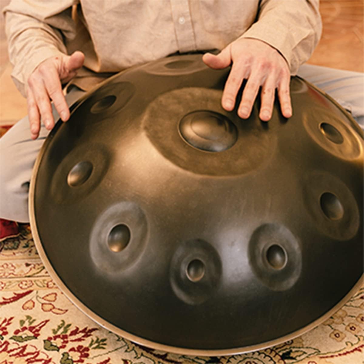 Handpan Drum Tambor de percusión de Acero de 22 Pulgadas con Bolsa de Mano Suave, mazo de handpan, Soporte de handpan, paño sin Polvo para niños y Adultos,Blue-9notes