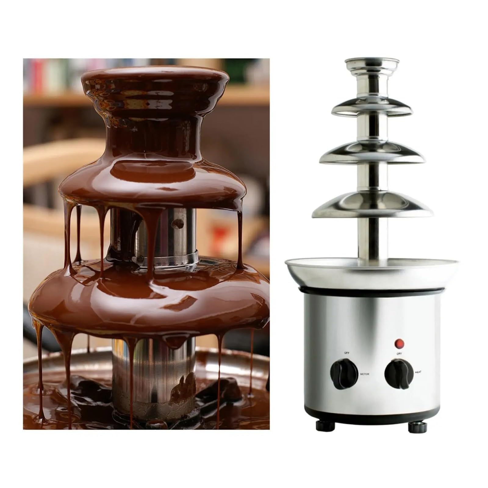 Fontanna czekoladowa ze stali nierdzewnej 4-warstwowa maszyna do topienia czekolady z podgrzewaniem Fondue DIY wodospad na imprezę Powszechne Zastosowanie