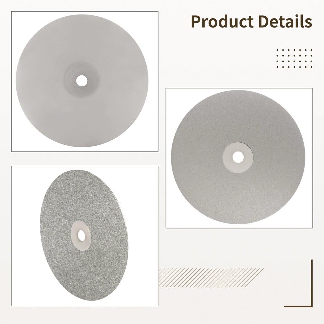 Homaisson 6 PCS Diamond Polishing Disc Set, 6 Inch Diamond Flat Lap Discs, 80/400/600/800/1500/3000 Grit Wheel Lapping Grinding Discs for Sand Stone Granite Glass (White)
