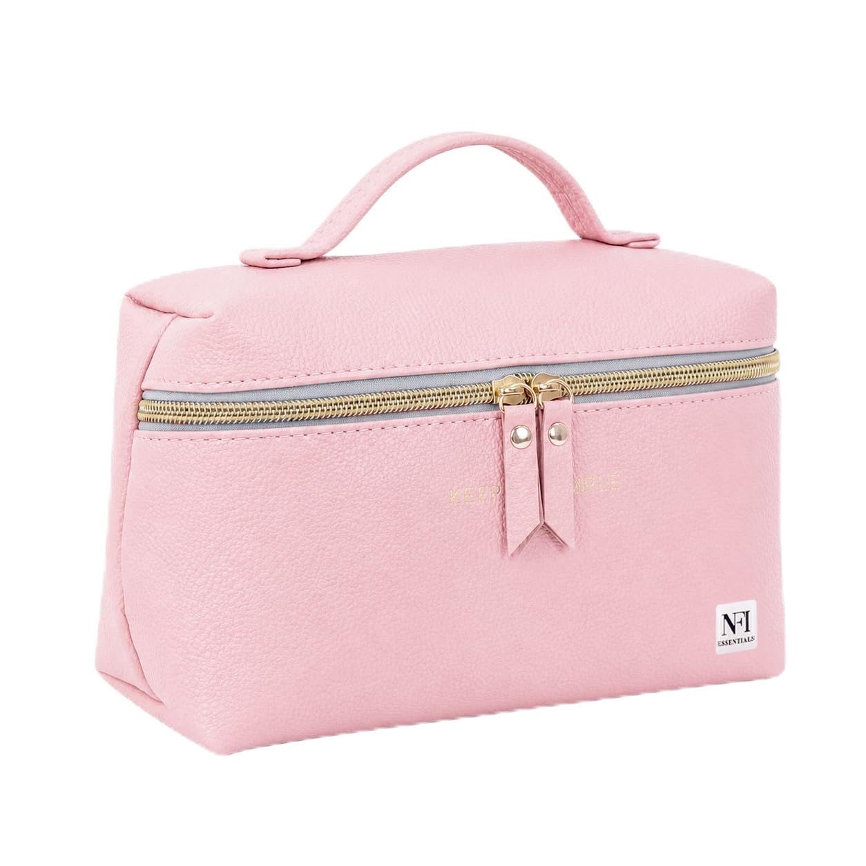 NFI essentials Makeup Vanity Organizer Pouch for Women, Large Cosmetic Travel Case with Top Handle & Zipper Closure, Multipurpose Toiletry Storage Box for Makeup, Skincare, Jewelry & Daily Essentials-image-47