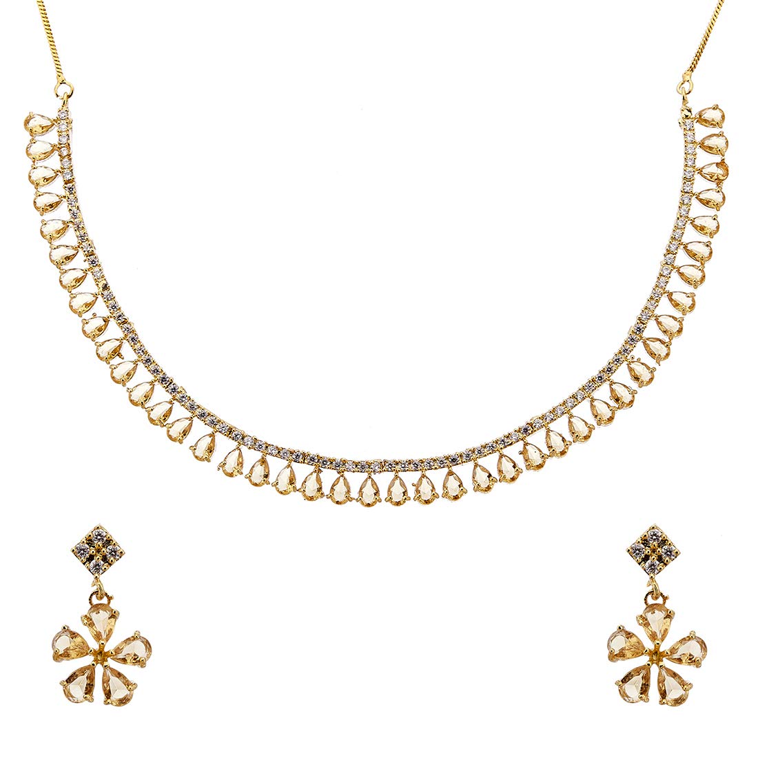 KENNICE Gold-Plated American Diamond Necklace With Earrings Jewellery Set For Women & Girls (B09CV5G197) Amazon Price History, Amazon Price Tracker
