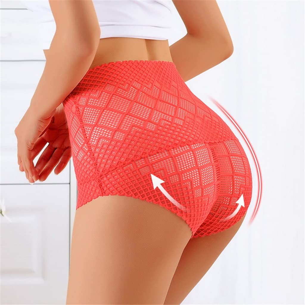 Paquete de 6 Bragas de Mujer Sexy de Encaje Europeo sin Costuras para Mujer realce de glúteos y Bragas para el Vientre Ropa Interior Transparente
