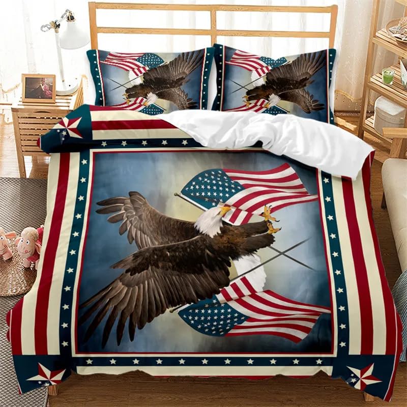 Housse de Couette Enfant Aigle 140x200 Lit 1 Personne Doux et Facile à Enfiler avec Fermeture Éclair