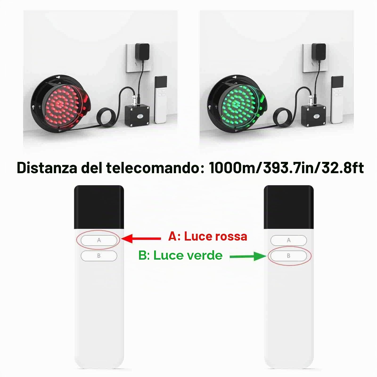 Semaforo a LED con Telecomando, Luce di Stop Rossa/Verde 2 in 1, Lampada di Segnalazione Industriale, Luce di Segnalazione del Traffico per Banchine di Carico, per Interni ed Esterni(100mm/4in)