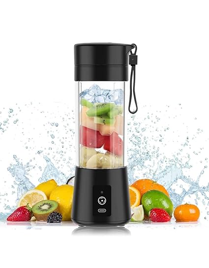 Portable and Rechargeable Electric USB Juice Maker Juicer Bottle | Blender Grinder Mixer | Rechargeable Bottle with 6 Blades (MULTI Color) (Pack of 1)