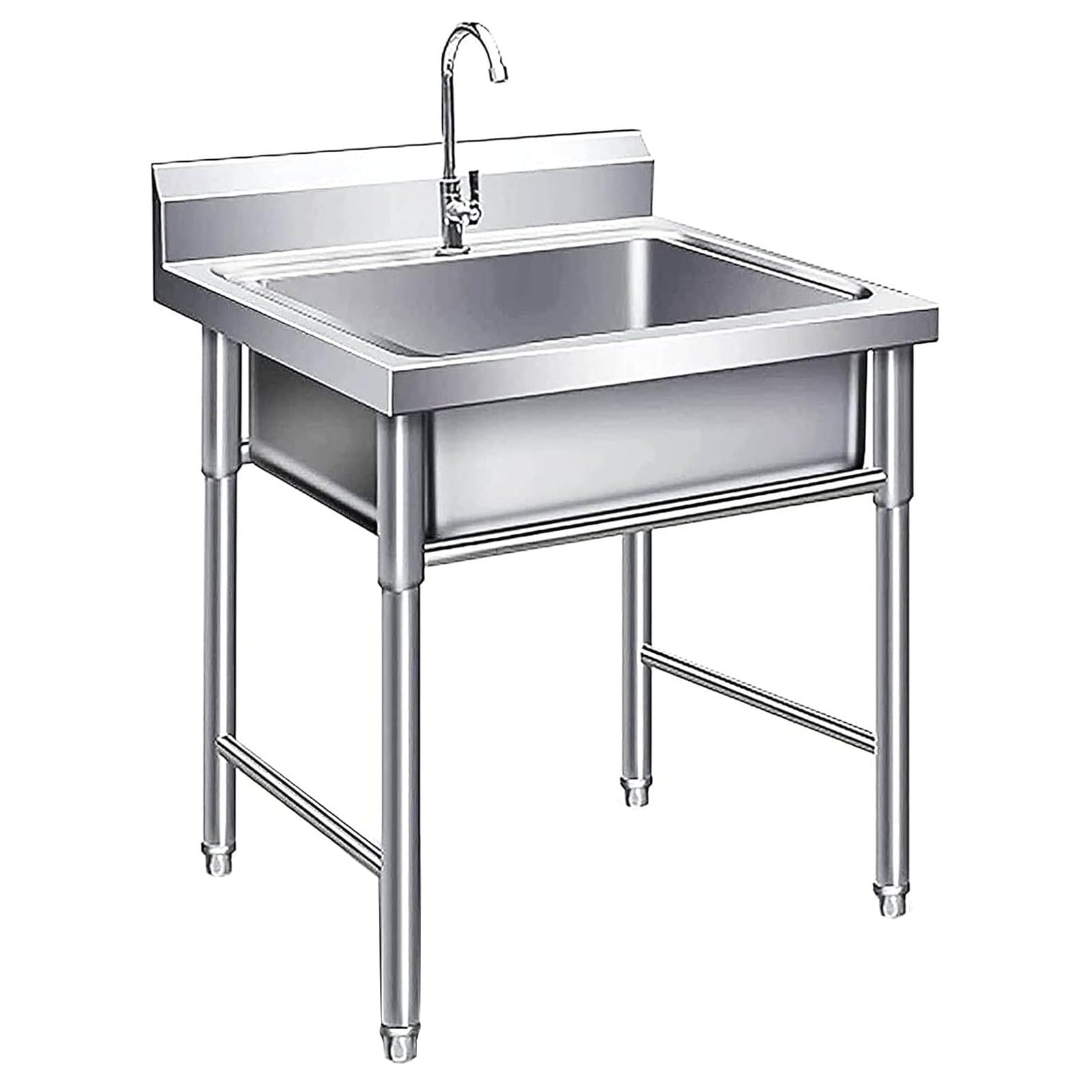 OWOHYG Freestanding Stainless Steel Sink Outdoor Prep* Dish Sink For Restaurant Kitchens Hand Washing Station For Laundry Room* Backyard.