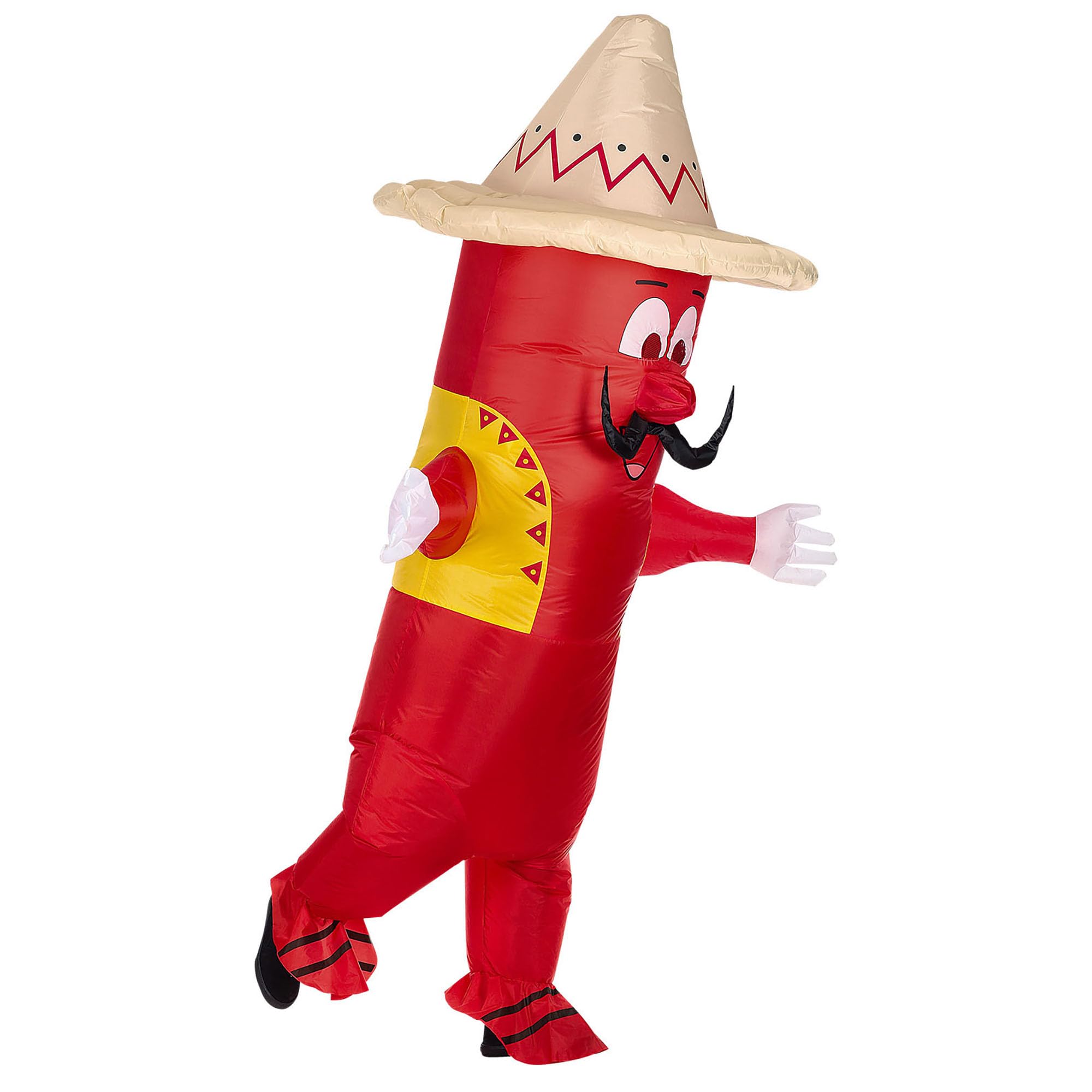 W WIDMANN MILANO Party Fashion - Disfraz hinchable de chile | Disfraz hinchable de chile con ventilador integrado, sombrero mexicano y máscara -para Carnaval y fiestas temáticas