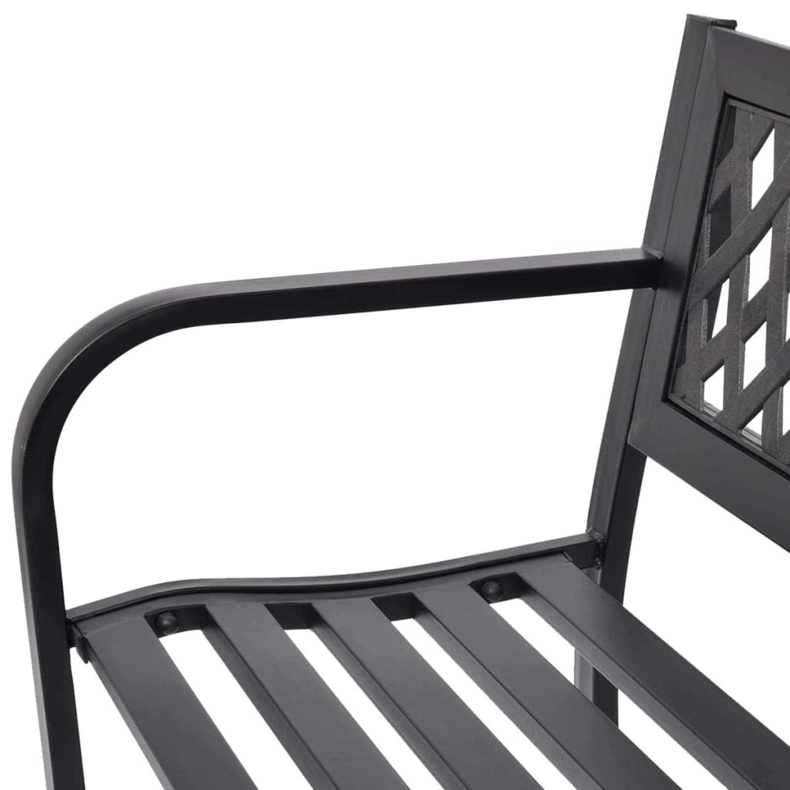 Homgoday Mobilier Banc de jardin 118 cm en acier noir, décoration de meubles, meubles d'intérieur/extérieur pour salon bureau