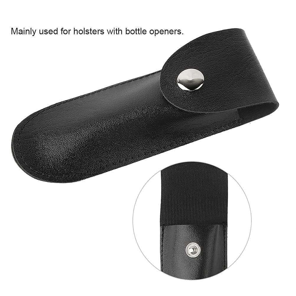 Apribottiglie in pelle, custodia per coltello da vino in pelle Cavatappi piccola borsa in pelle Nuova fondina per apribottiglie in PU 5,9 × 2,0 pollici (Nero)