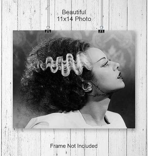 Miniatura 4 de Divertida decoración de pared de baño para mujer de 11 x 14 pulgadas, impresión artística de la novia de Frankenstein, decoraciones retro para baño,