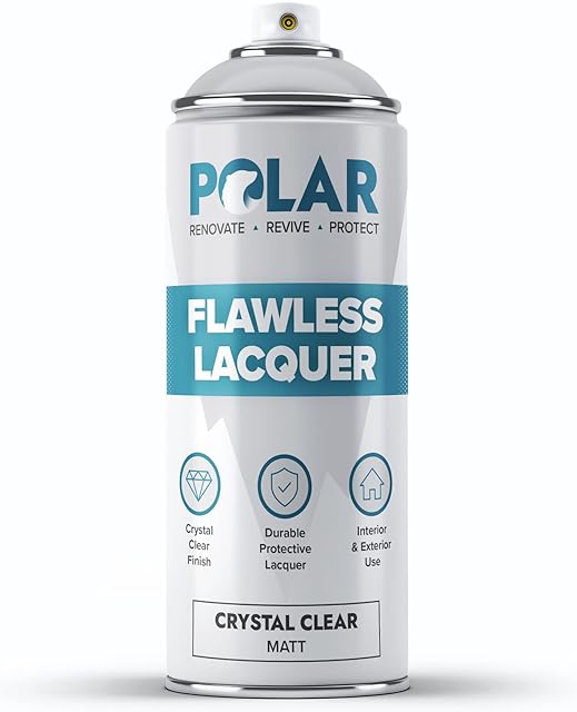 Polar Flawless Lacquer Matt Spray - 1x 400ml - Metal, Wood, Plastics & Ceramics - Interior and Exterior Surfaces - Fast Drying Sealer - Easy To Apply - Durable & Flexible Adhesion