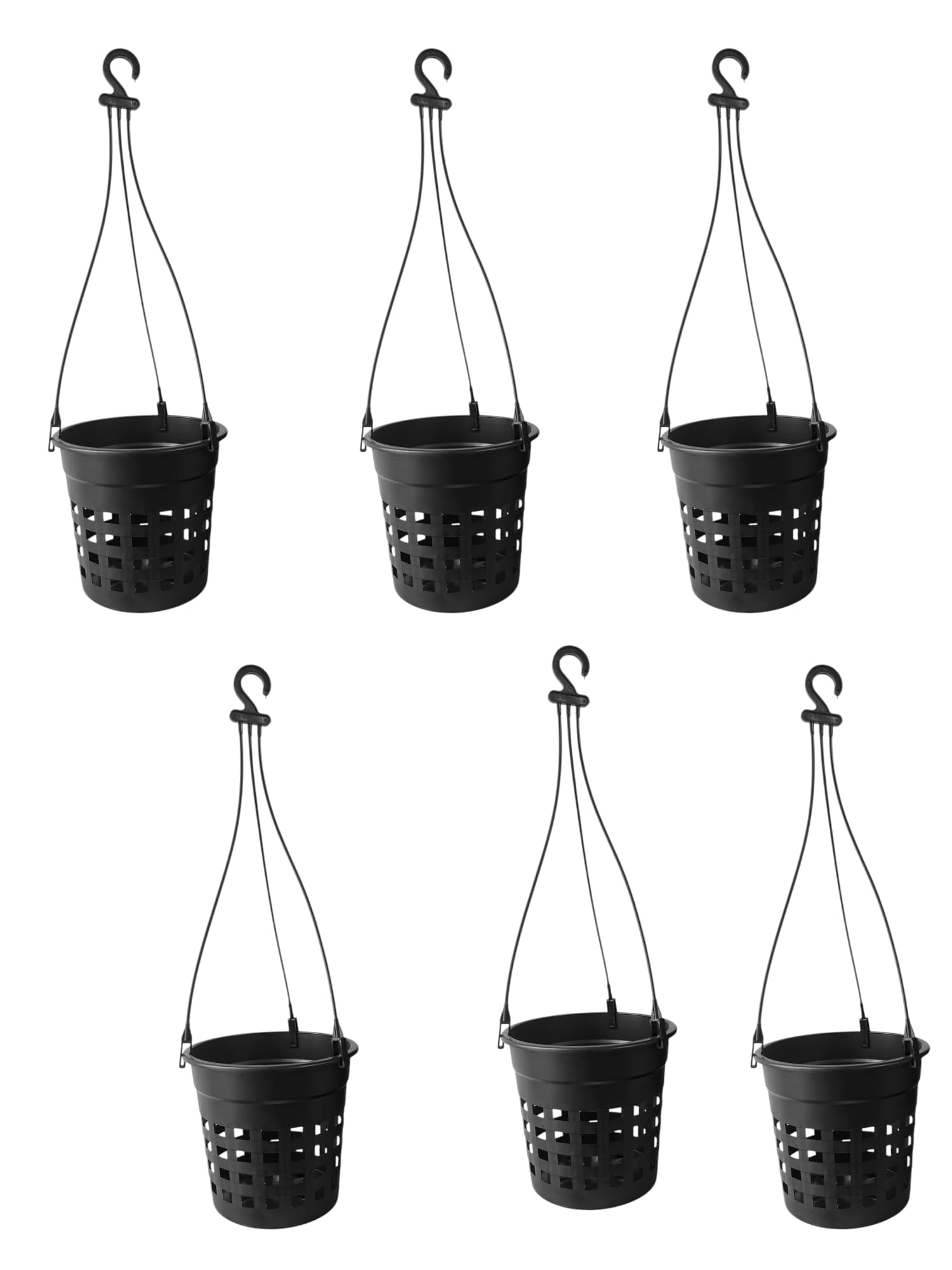Orchid Planter Pot Hanging Pot with Hanger for Orchids Net Pot, 6 inch net Pot with Hanging Hooks Pack of 6 pots-image-2
