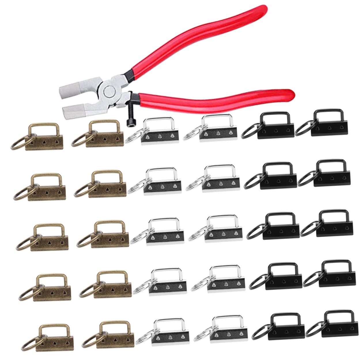 Baluue Kit Portachiavi con Morsetto in Metallo 32mm e Pinza, Clip per Cintura e Ciondolo da Polso in Ferro, Set da 30 Pezzi per Creazioni Fai da Te e Accessori Artigianali