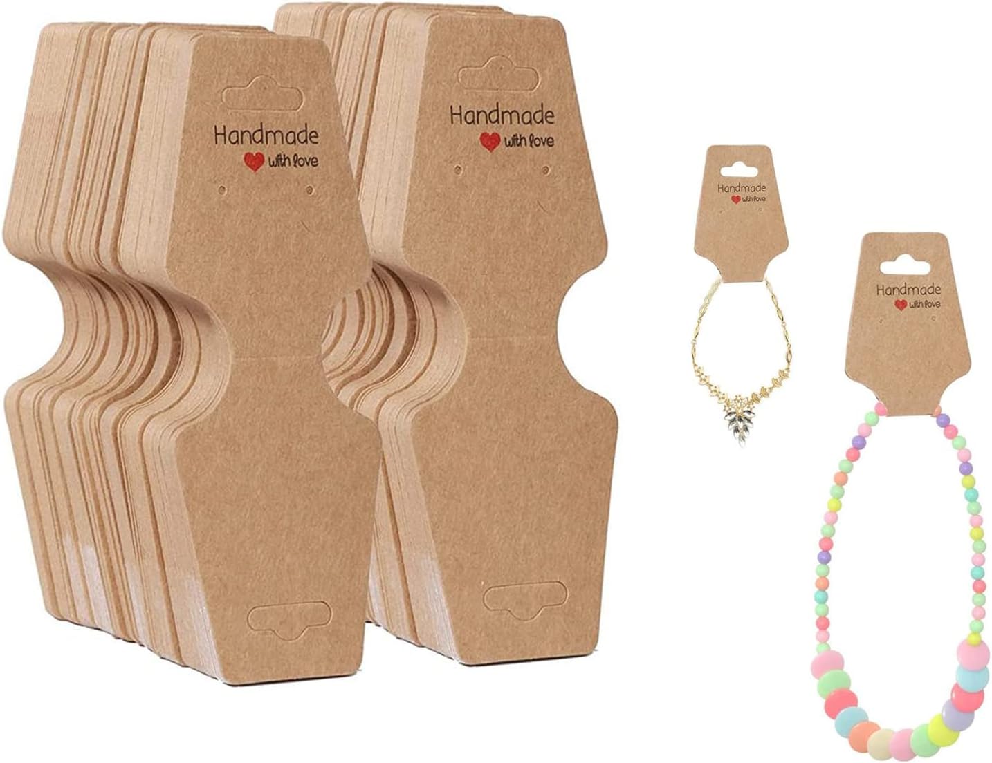 STBNVF 100Pcs Bracelet Packaging, Bracelet Holder, Jewellery Display Cards, Bracelet Display Cards, Necklace Display Cards, Cardboard Necklace Cards for DIY Jewellery Making Storage & Display (Brown)