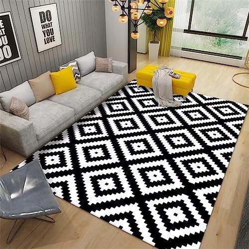 Tapis de salon noir antidérapant sécurisé rectangulaire 160x200cm - 2
