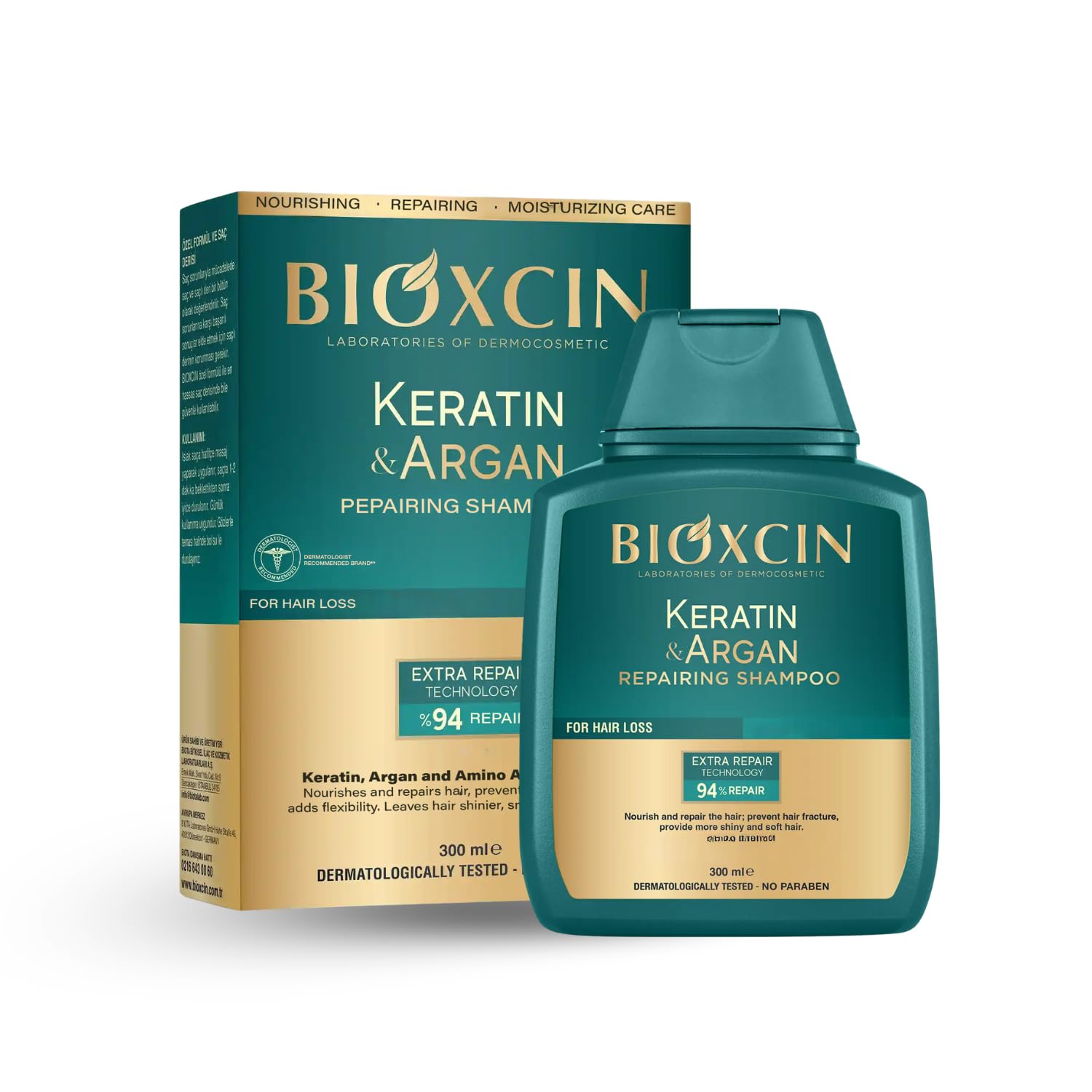Bioxcin Keratin & Argan Repair Shampoo 300 ml - Worn and Damaged Hair