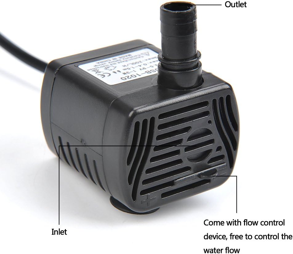 ATPWONZ Mini USB Pump 200L/H Submersible Water Pumping for Aquarium Fish Fountain Garden House Water Hydroponic DC 3.5-9V 1-3W