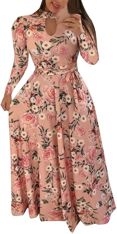 high neck maxi dress long sleeve